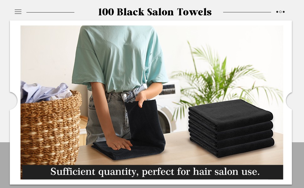 100 Pieces Large Black Microfiber Salon Towels Bulk 16 x 27 Inch Absorbent Hair