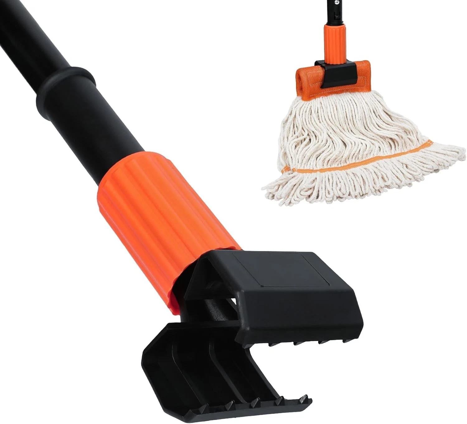 (1PK) Commercial Mop Handle Heavy Duty with Jaw Clamp Industrial Steel Mop Stick