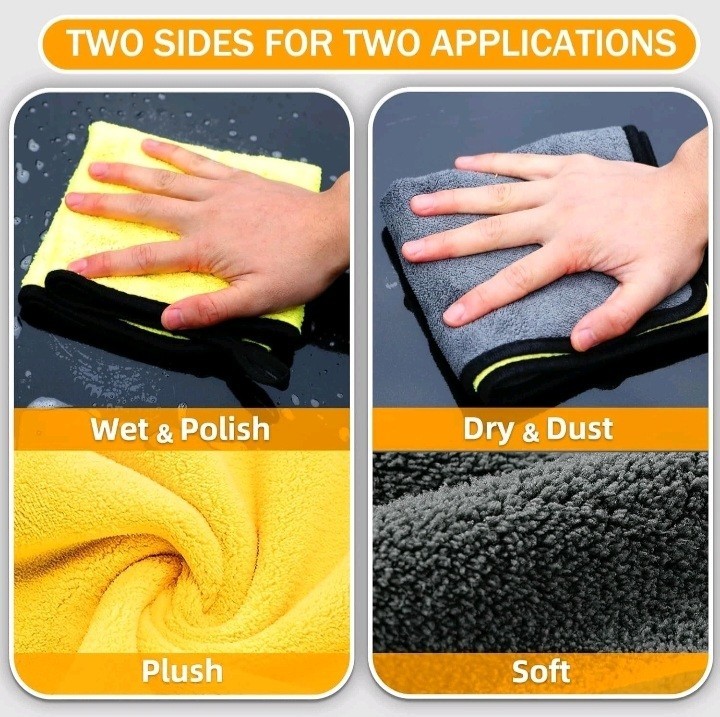 3× Microfiber Cleaning Cloth Towel Car Care Wash Towel Daily Washing Detailing