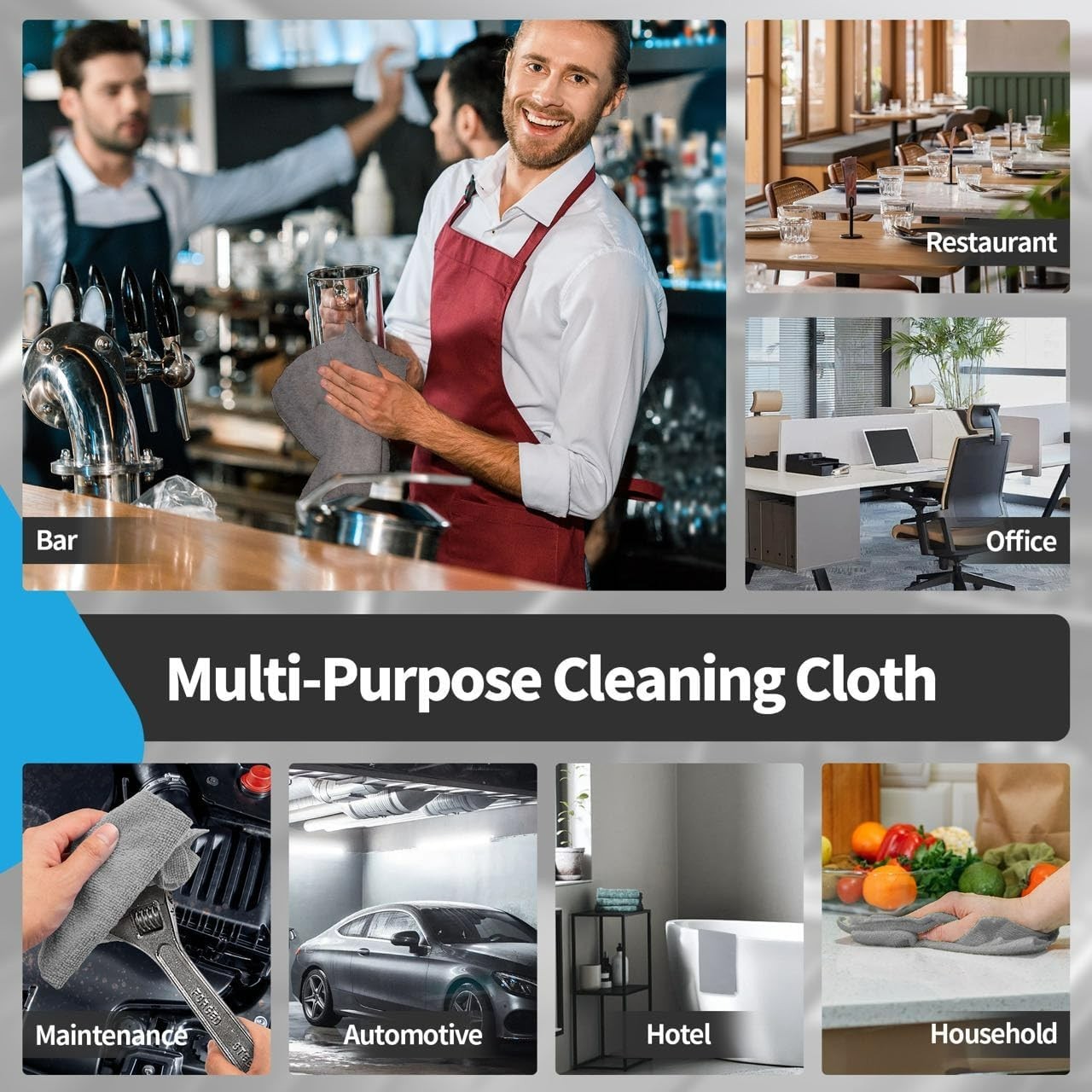 Microfiber Cleaning Cloth -Pack of 12, Highly Absorbent Cleaning RagsGrey&Ora…