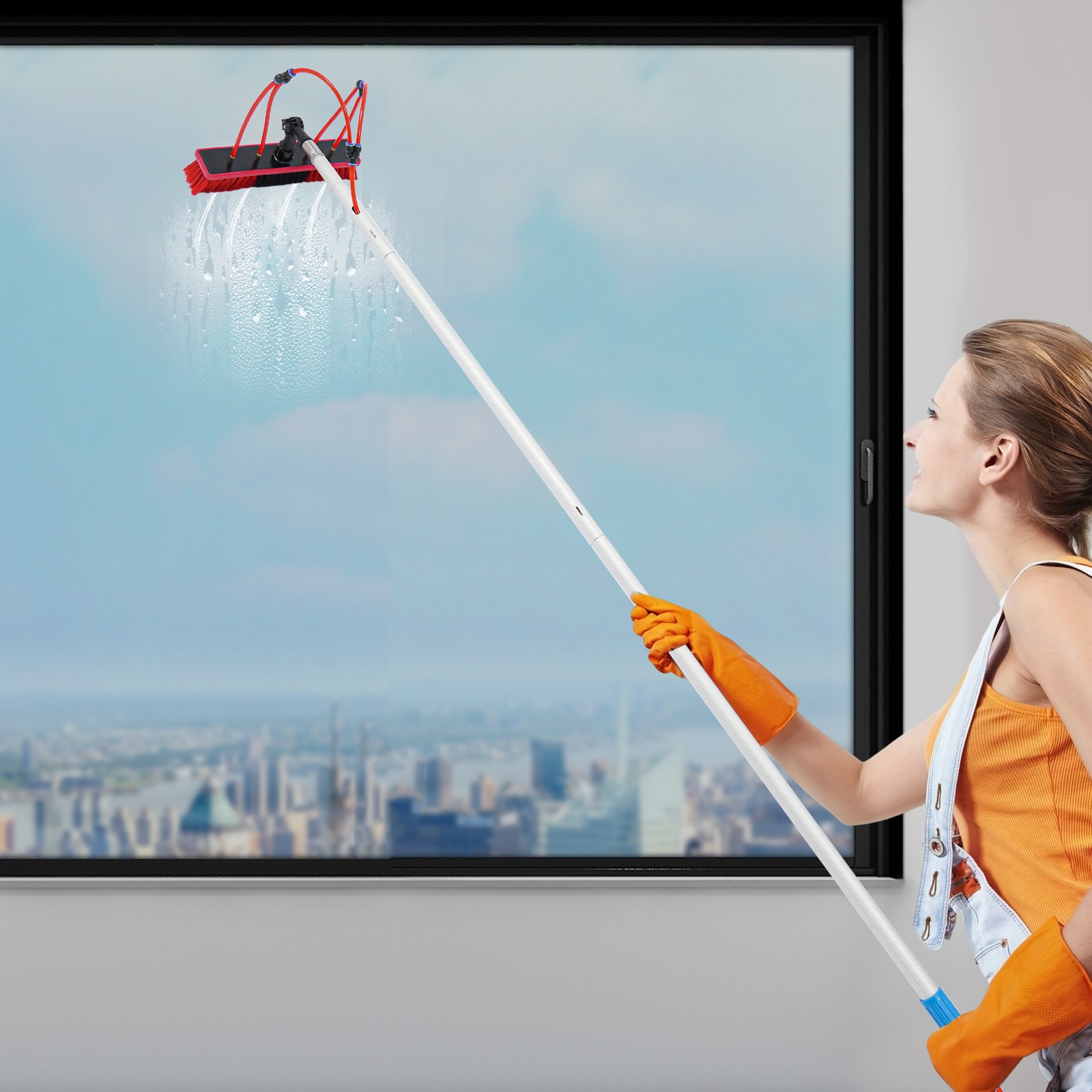 Solar Panel Cleaning Brush Outdoor Window Adjustable Pole Cleaning Kit