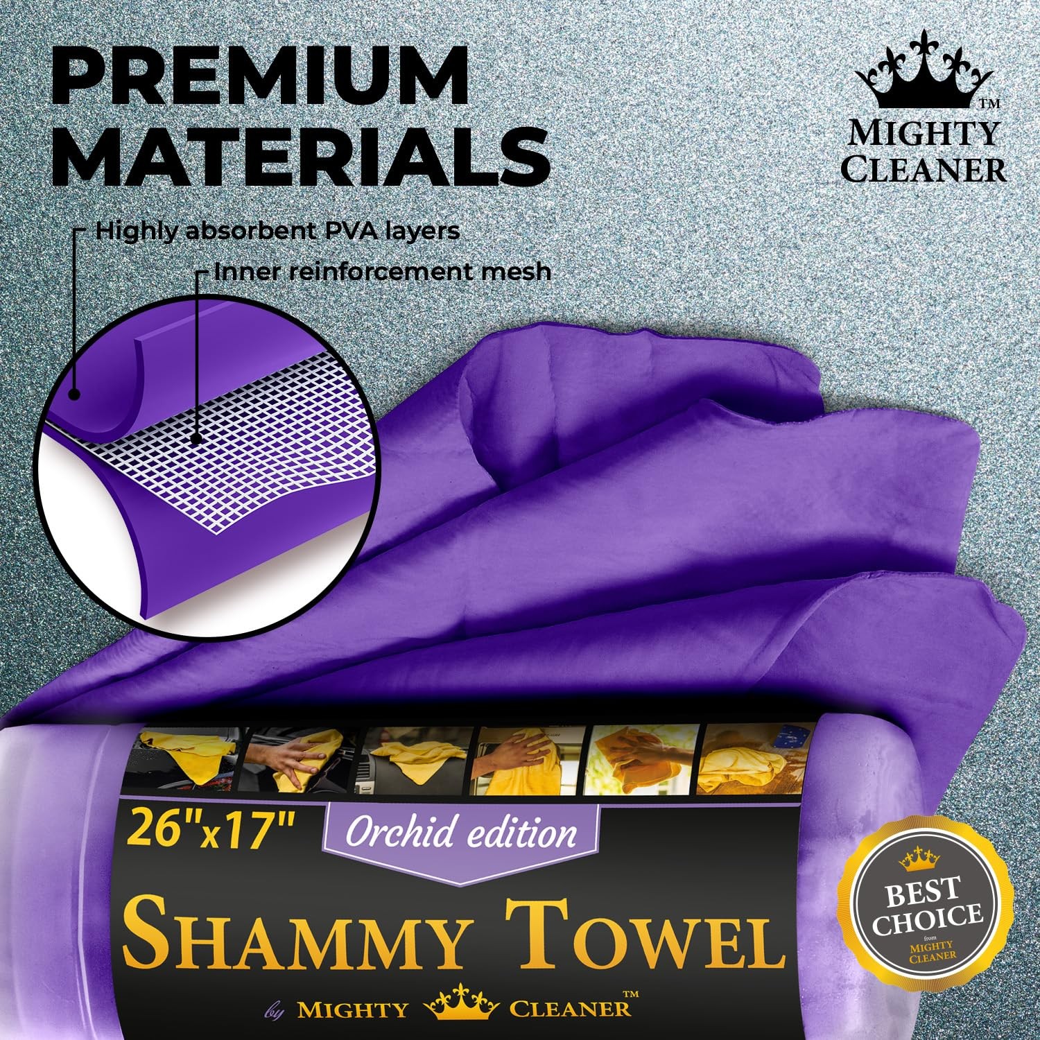 26’x17′ Premium Shammy Cloth for Car Drying Super Absorbent Chamois Towel