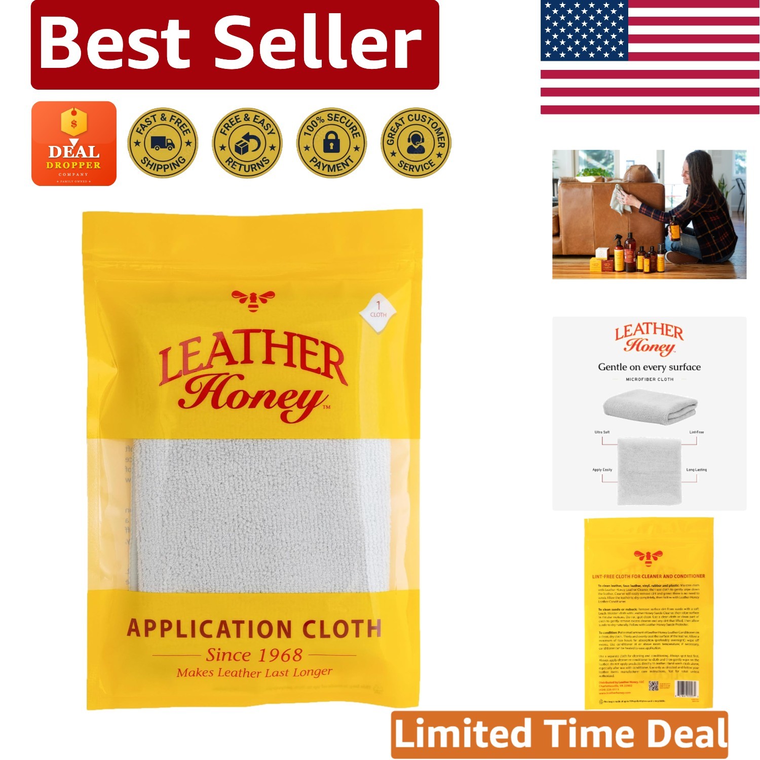 Elite Lint-Free Microfiber Cloth for Leather Care – Made in America Since 1968