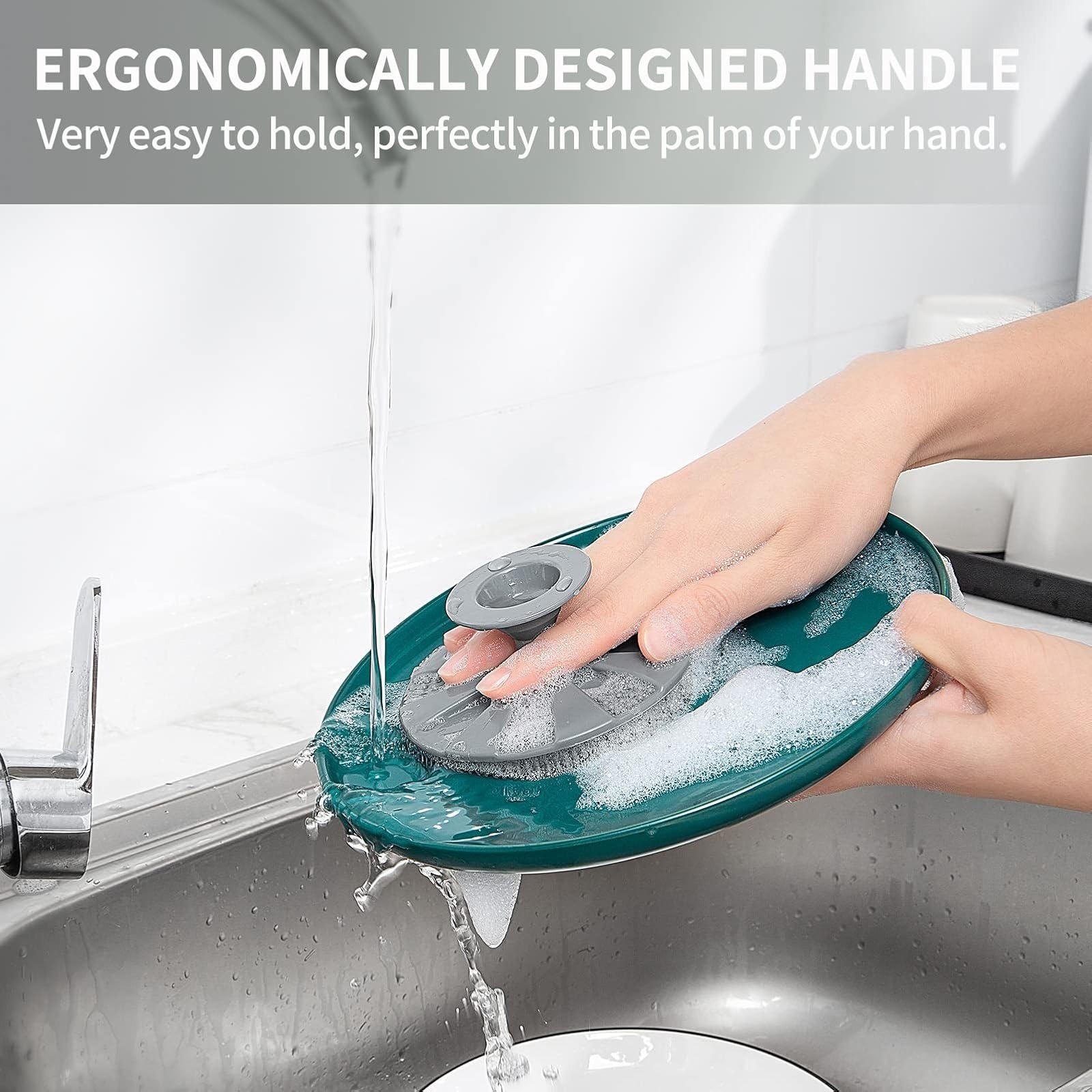 BEAUTAIL Silicone Dish Scrubber – Non-Scratch Kitchen Sponge, Gray