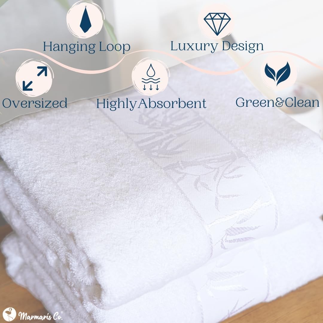 Set of 2 Luxury Super Soft Bath Towels – Premium Viscose Derived from Bamboo &