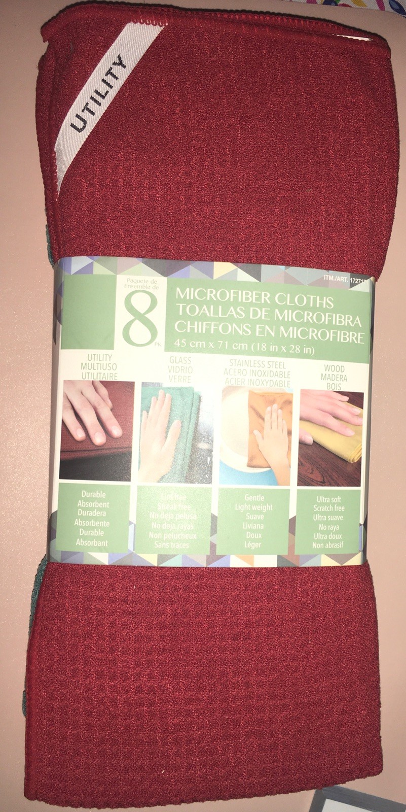 8 Microfiber Cleaning Cloths MultiUse Colors Glass Utility Wood Steel 18″ x 28″