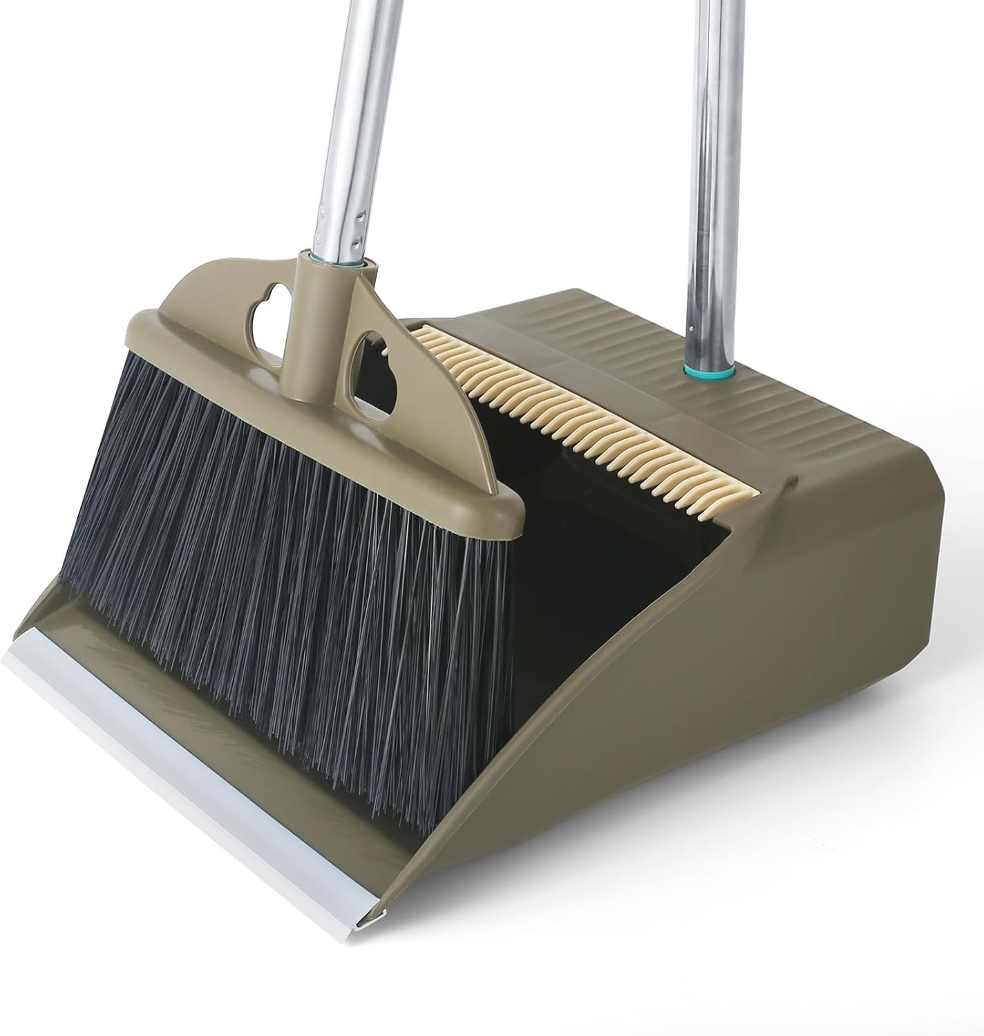 Upgrade Broom with Dustpan Combo Set,48” Long Handle Stiff Broom Bristles