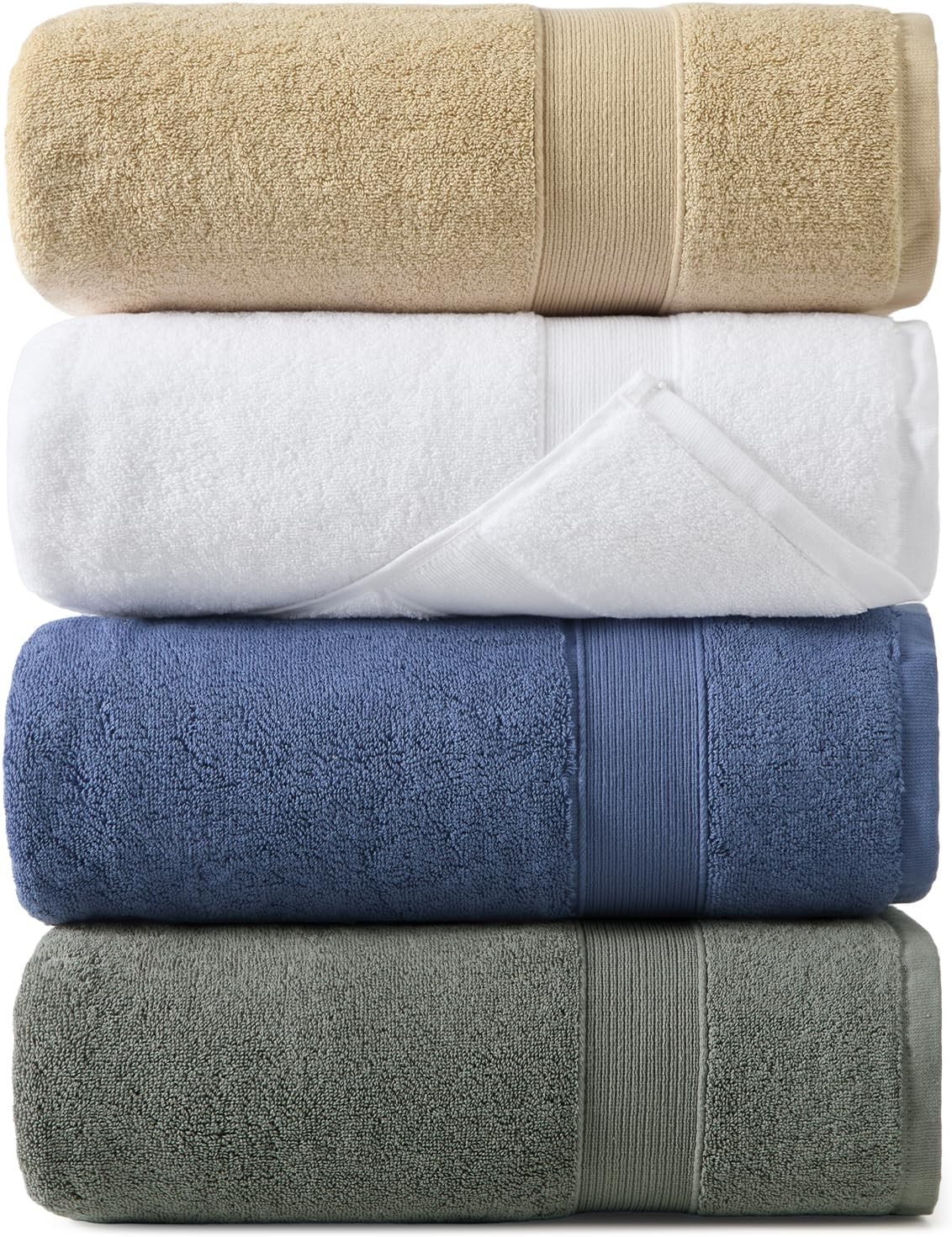 4 Pack Bath Towels – 27×55 Inch, 100% Cotton, Extra Large,Super Absorbent, Quick