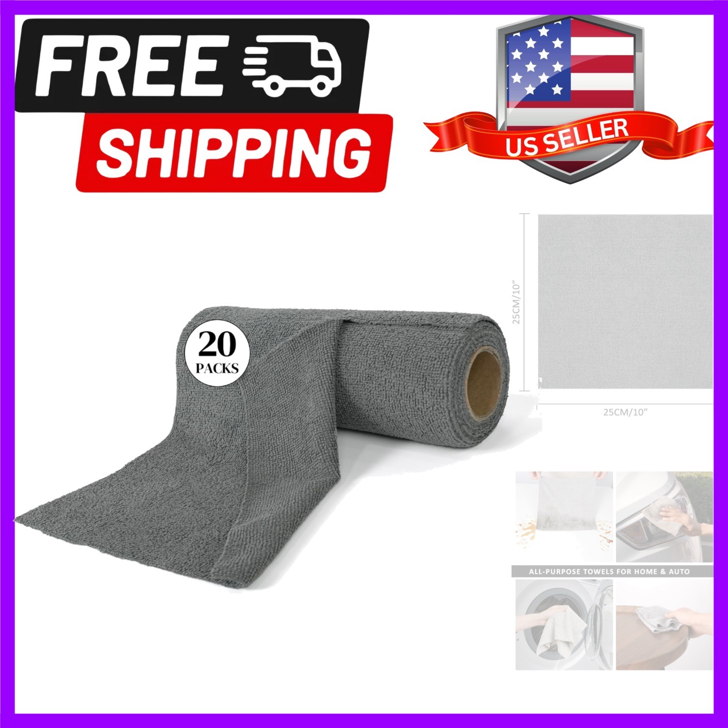 Reusable Cleaning Cloths Microfiber Towel: 50 Pack Washable Tear Away Cleanin…