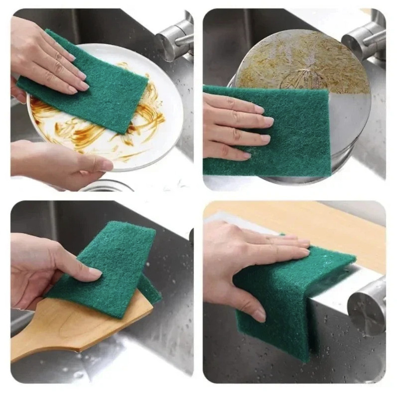 30pcs Grit-Free Scrub Pads Scratch-Free Kitchen Cleaning Sponges Set – NEW