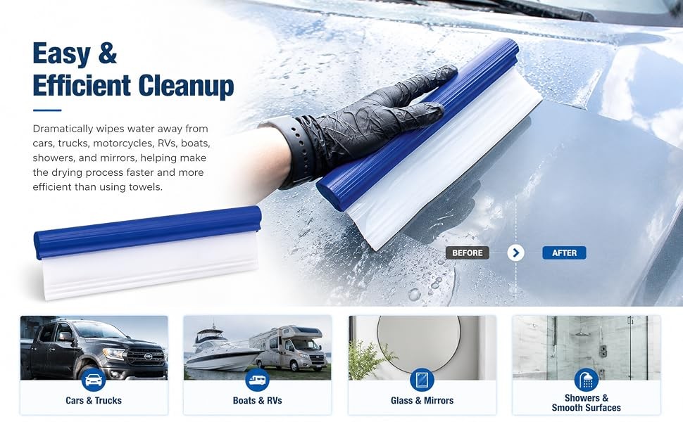 Professional Automotive Wiper Blade Squeegee, 12 inch 3-Layer Silicone Water