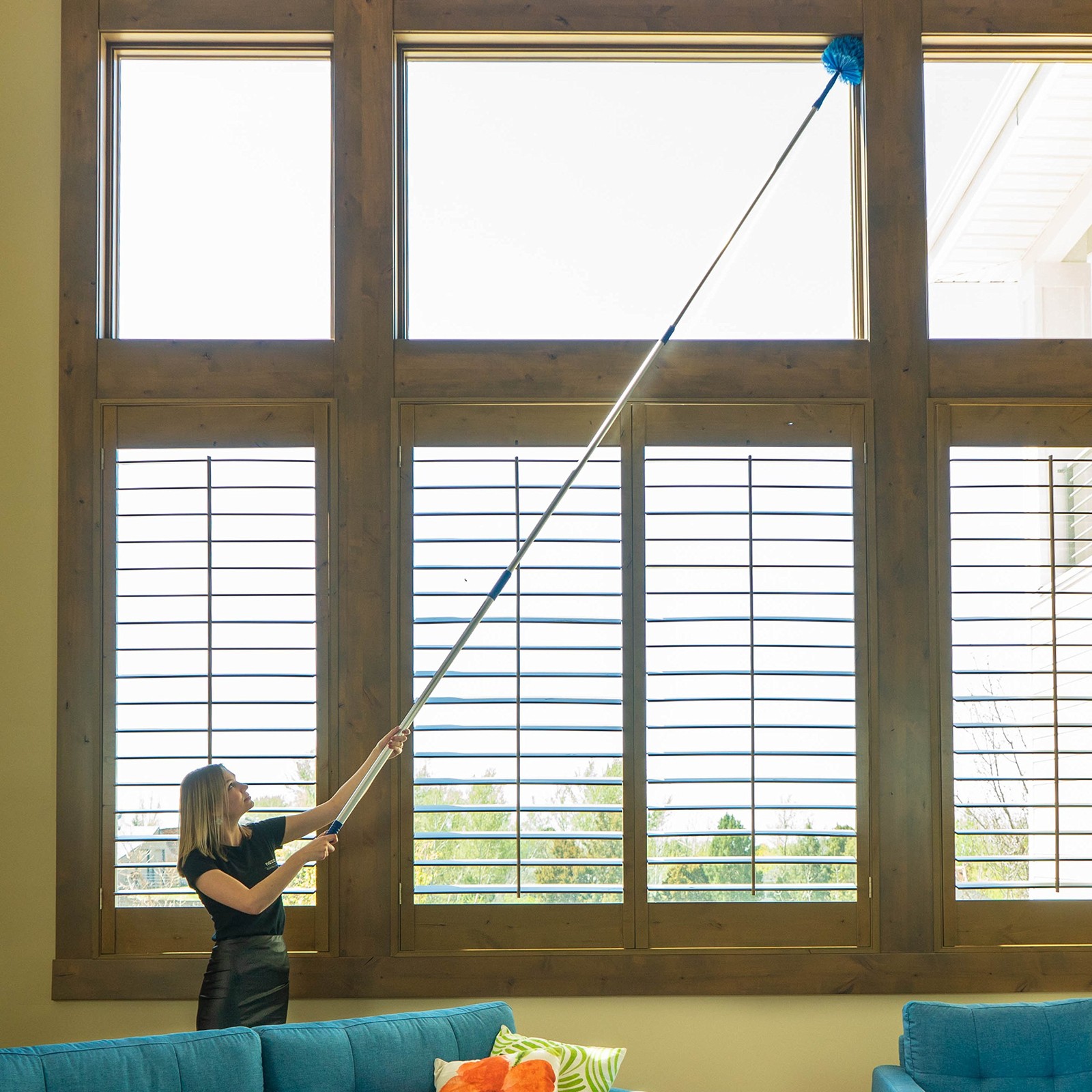 Cobweb Duster, Extendable Reach 20 feet, Ceiling 1 Count (Pack of 1), Blue