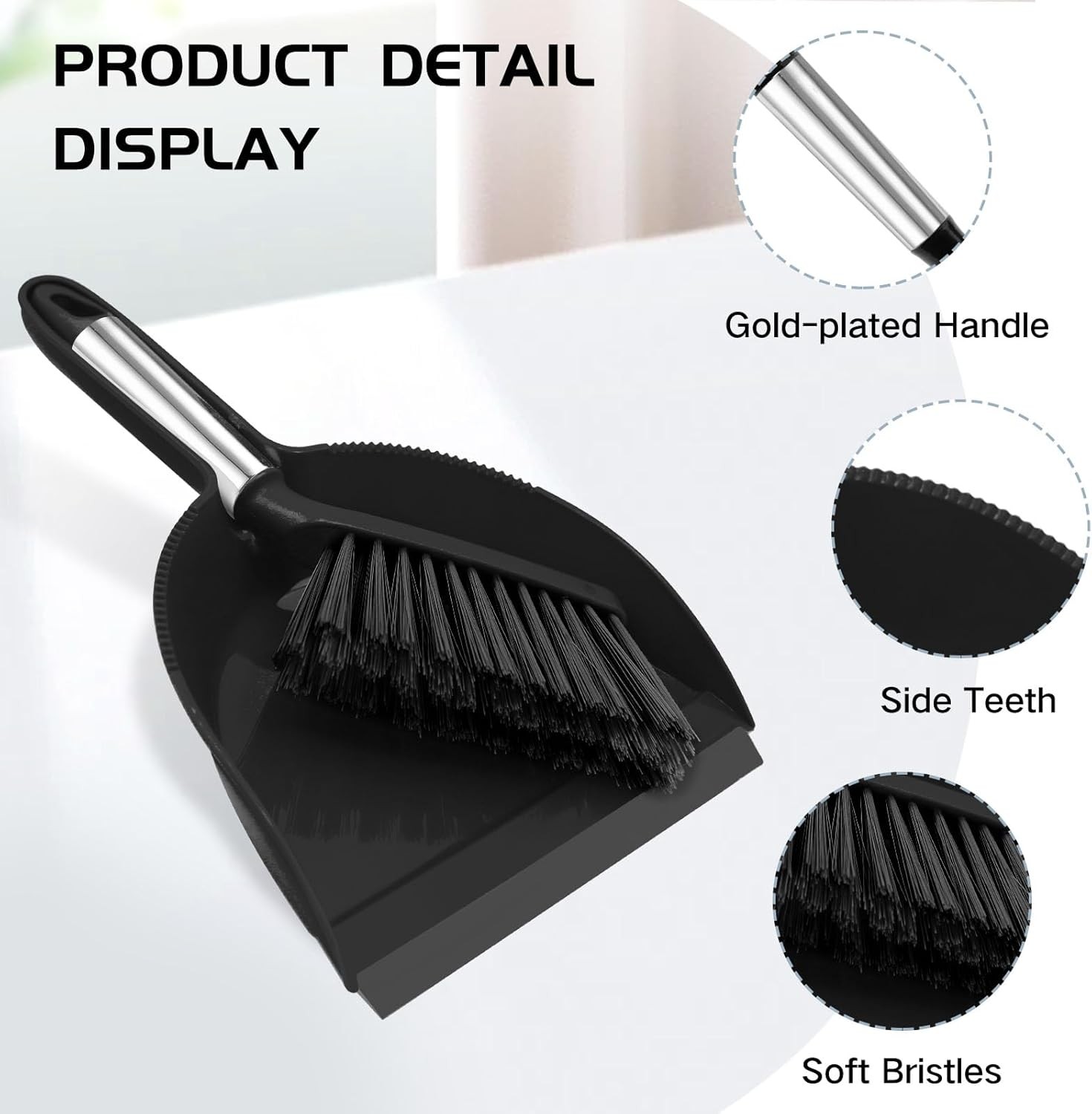 Mini Broom and Dustpan Set, Small Dust Pan and Brush Set with Handle Dustpan