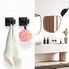 4 Pack Matte Black Towel Hooks for Bathroom, Heavy Duty 33lb Stainless Steel
