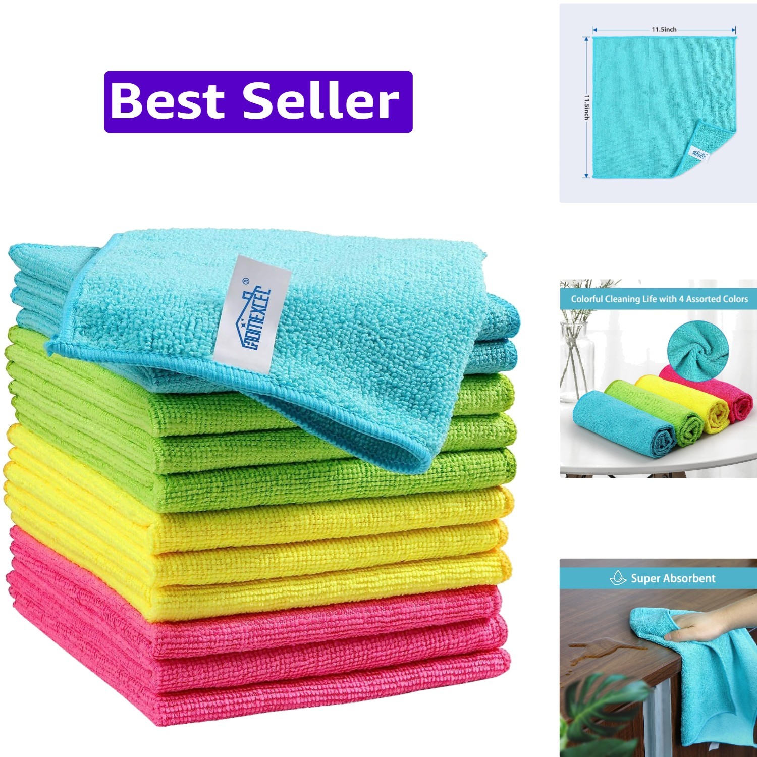 Microfiber Cleaning Cloth 210GSM, Pack of 12, Size:11.5″ x 11.5″, Ultra-Soft,…