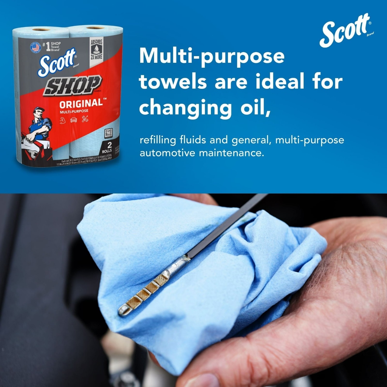 Shop Towels, 6 Rolls, 55 Sheets per Roll