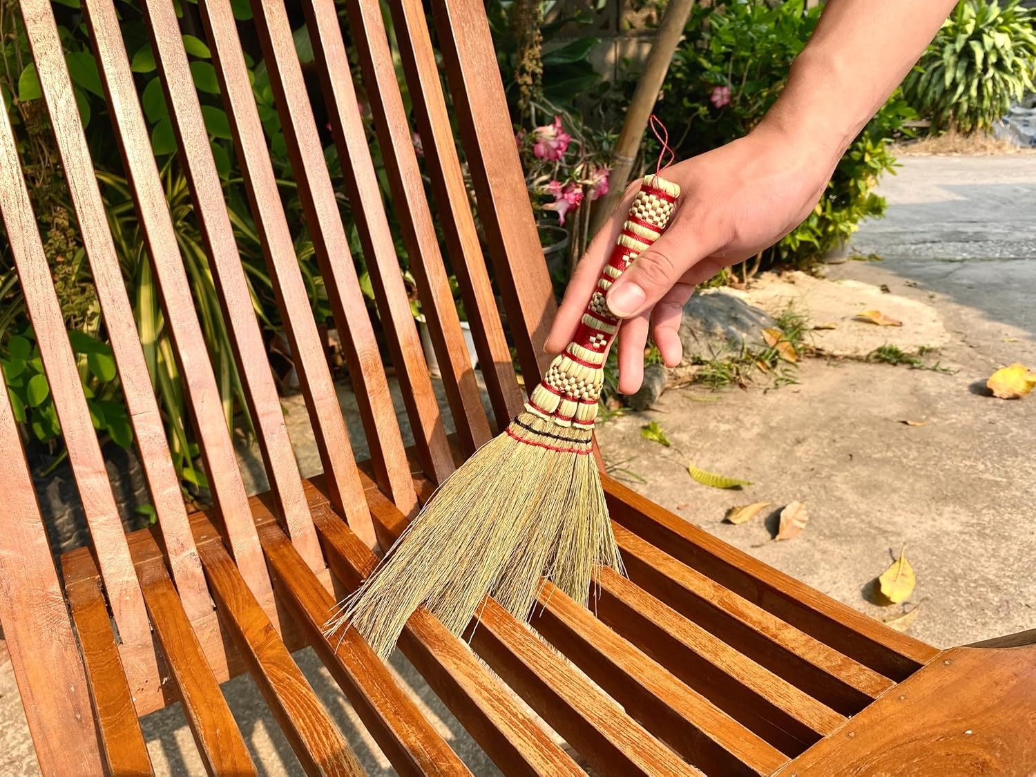 Small Corn Wisk Brush Broom 11 Inch Blue, Red Flagged Indoor Heavy Duty Multi