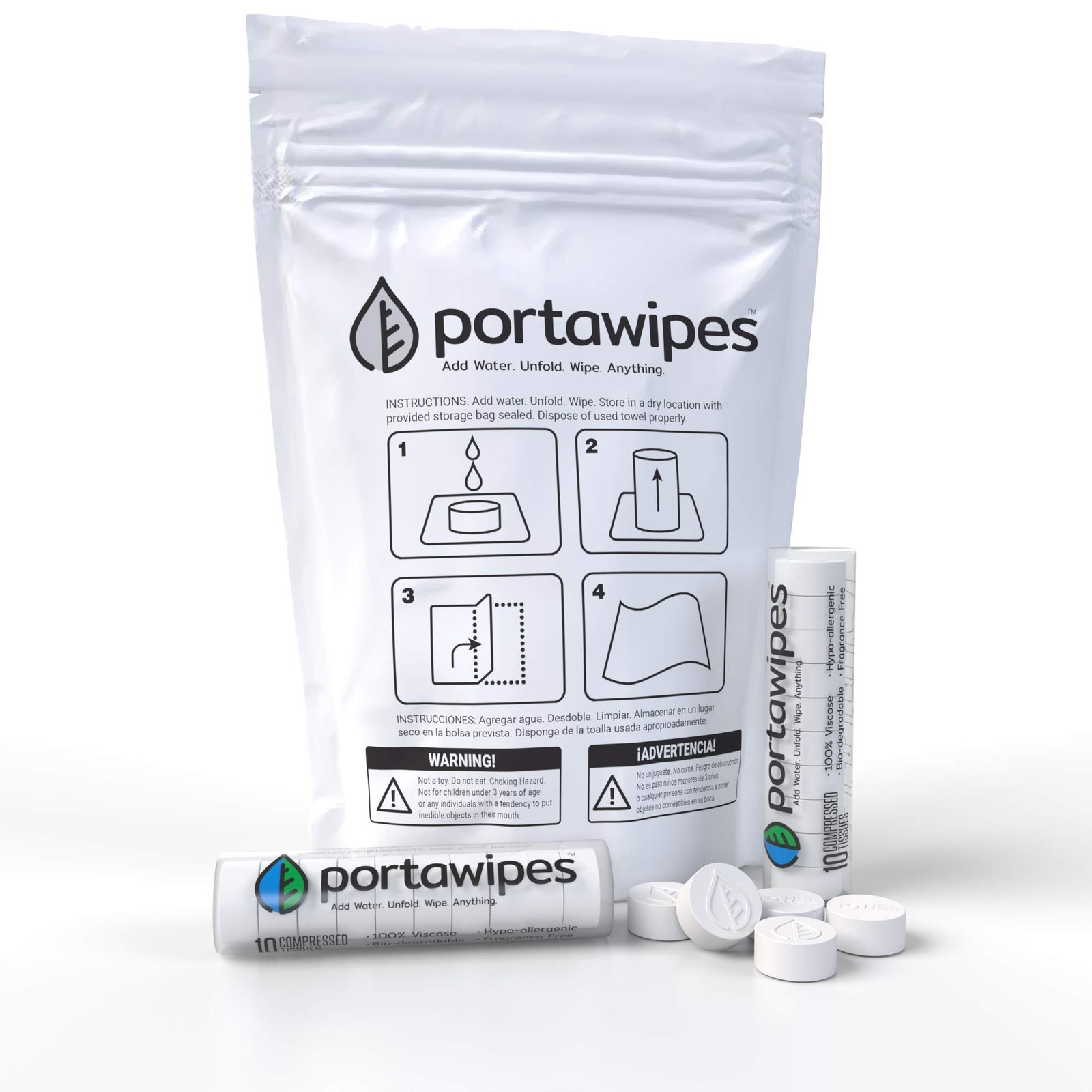 Portawipes Coin Tissues | 100 Pack With 2 Carrying Cases | Toilet Pape