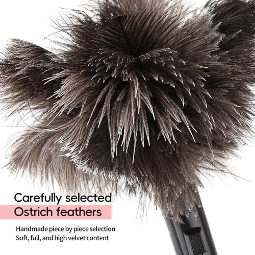 Retractable Feather Duster-Genuine Ostrich Feathers,Anti-Static,Reusable Eco
