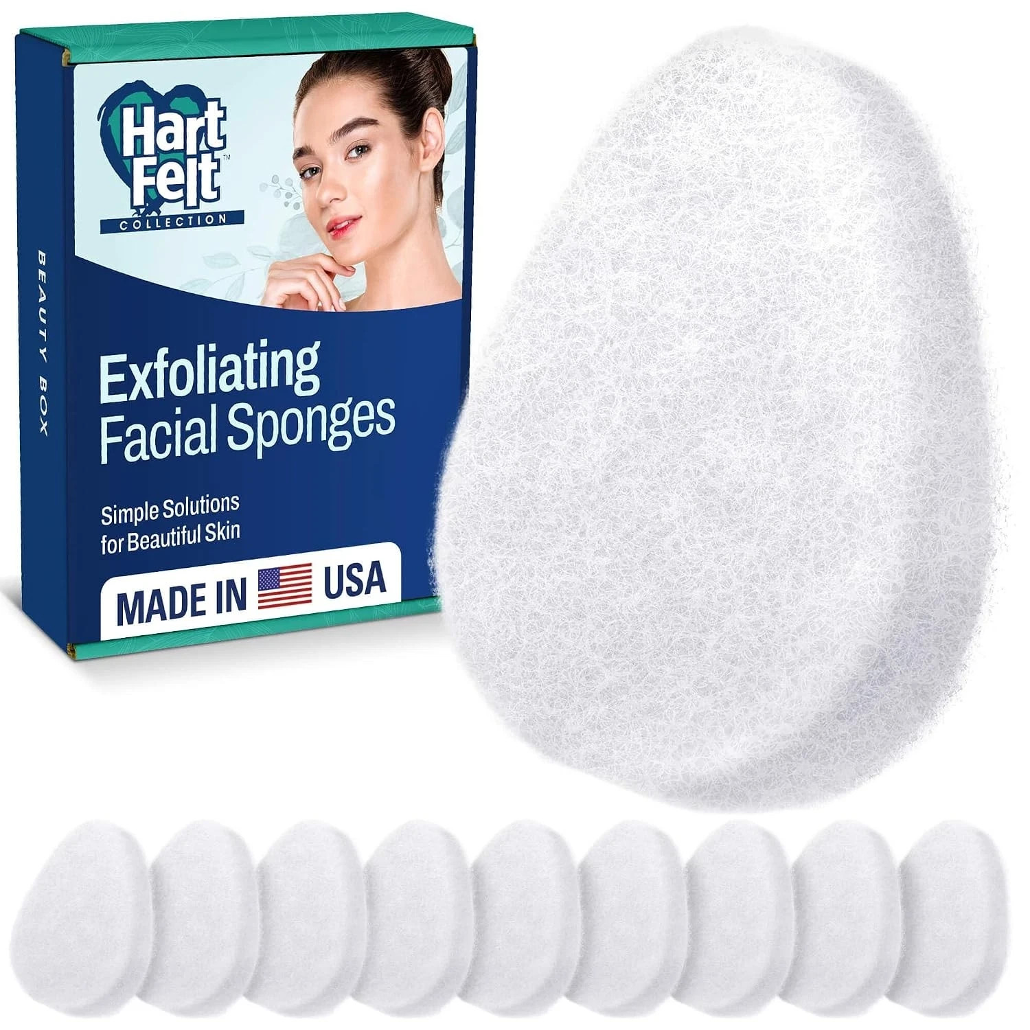 HartFelt [10 Pack] Regular Exfoliating Facial Sponge for Face – Daily Cleansi…