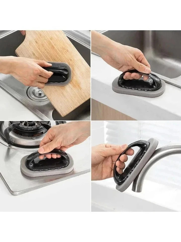 Magic Emery Sponge Cleaning Brush Handle Rust Remover Kitchen Bath Scrubber Tool