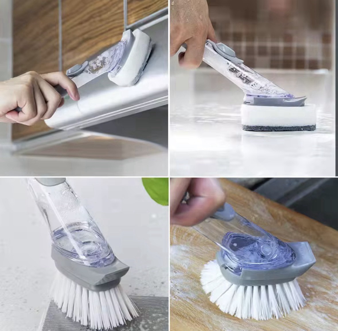 Scrub Brush with Replaceable Head and Easy Grip 4/pieces