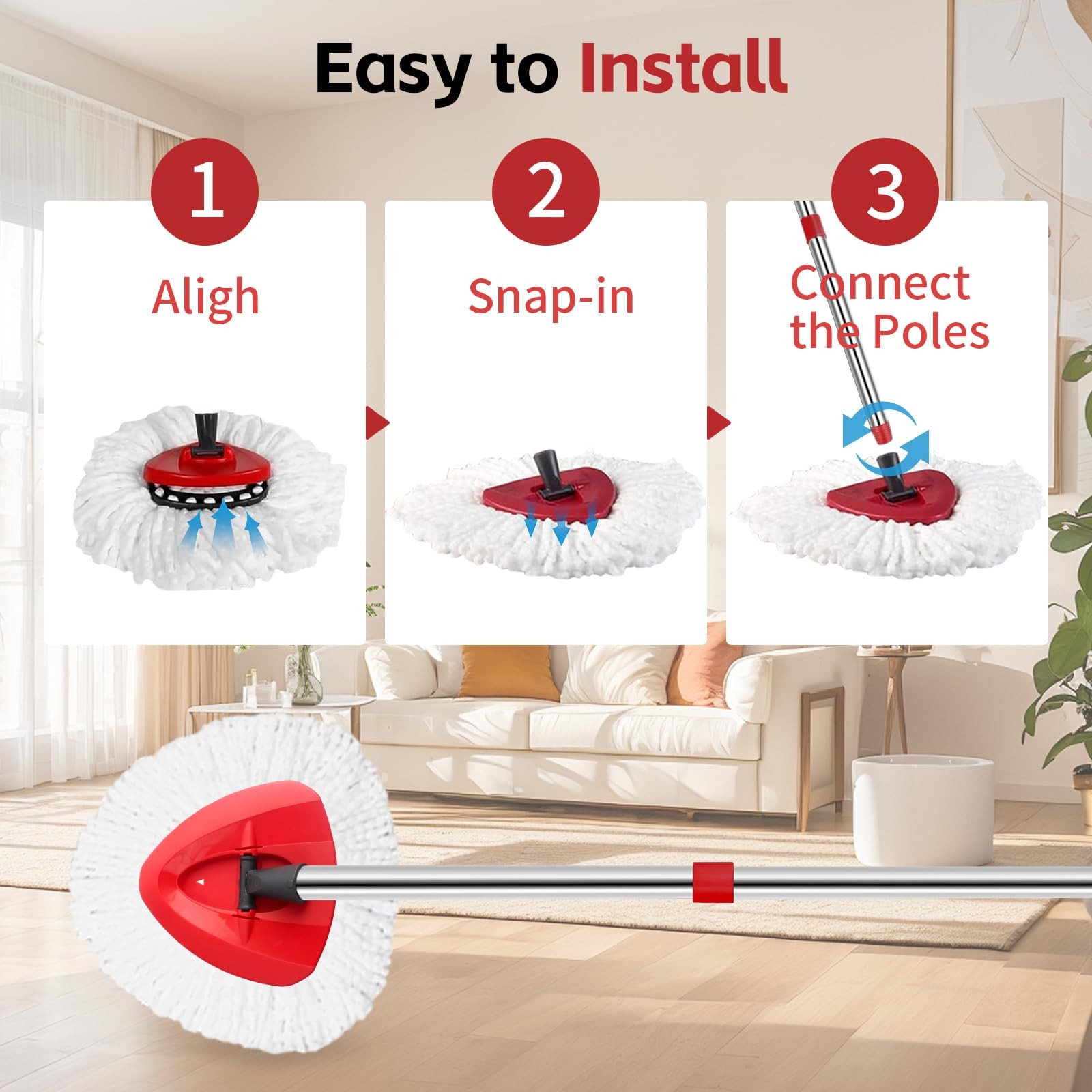 Mop Replace Head for O Cedar EasyWring Spin Mop Replacement Head Handle