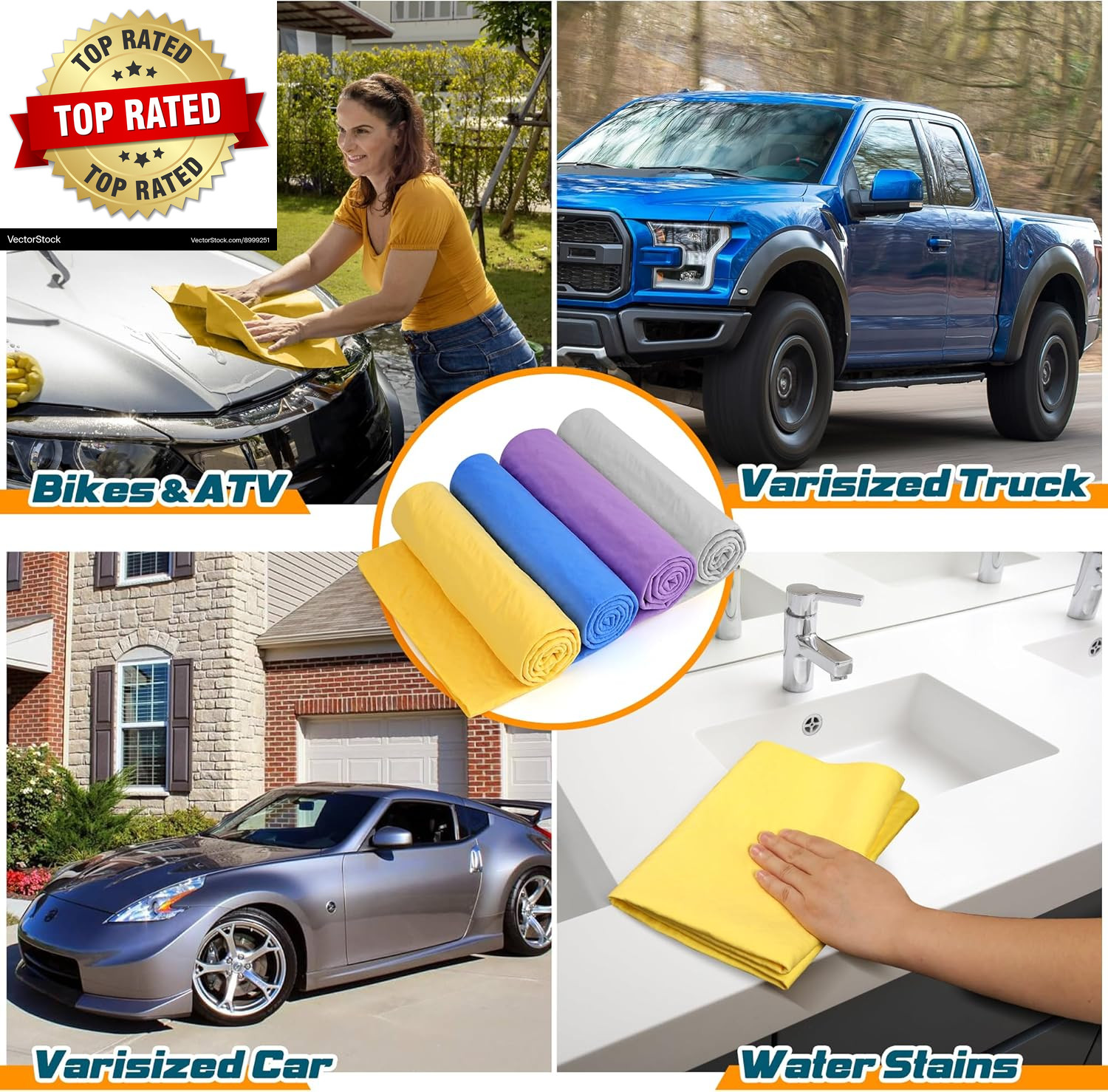 Premium Shammy Towel for Car, Super Absorbent 2 Pack 26″”X17″” Car Drying Towel