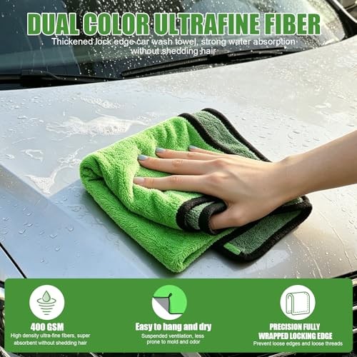 Green Microfiber Cleaning Cloth Kit – 4PCS Car Washing Cloths