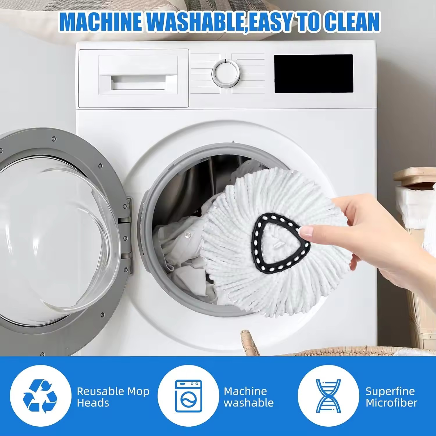6P Replacement Microfiber Mop HEAD For O-Cedar Spin Mop Easy Clean Wring Refill