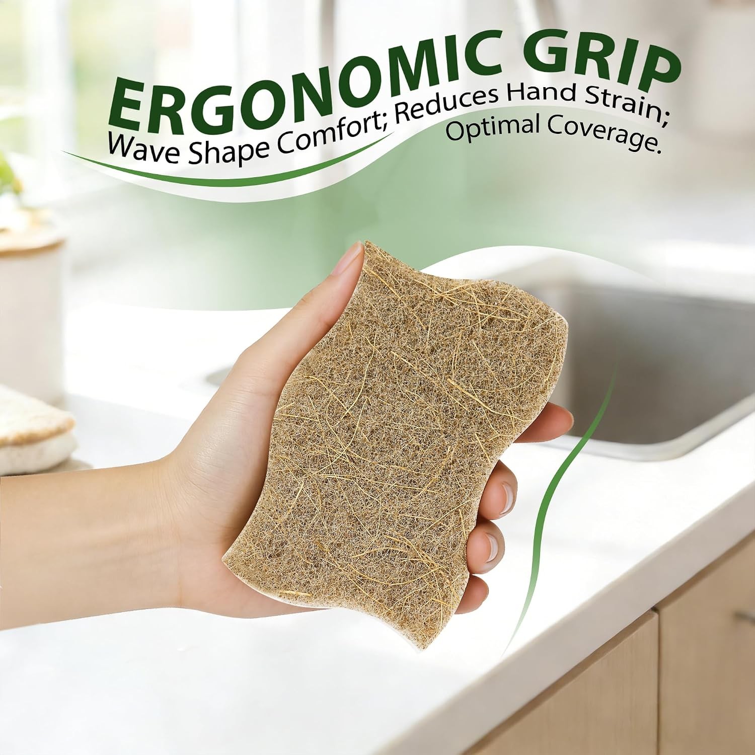 9 Pack Kickleen Biodegradable Natural Kitchen Sponges – Compostable Cellulose