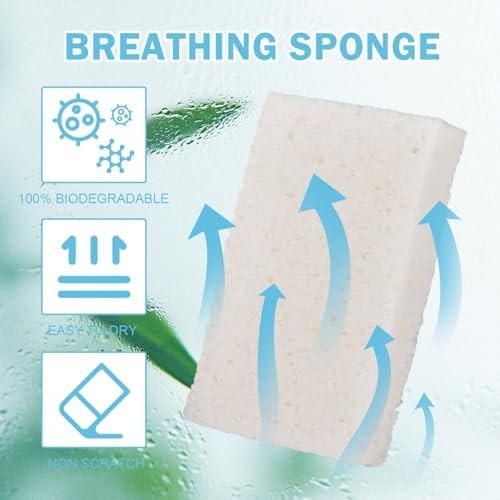 White Sponges Kitchen 10 Pack Natural Compressed Cellulose Sponges for Dishes No