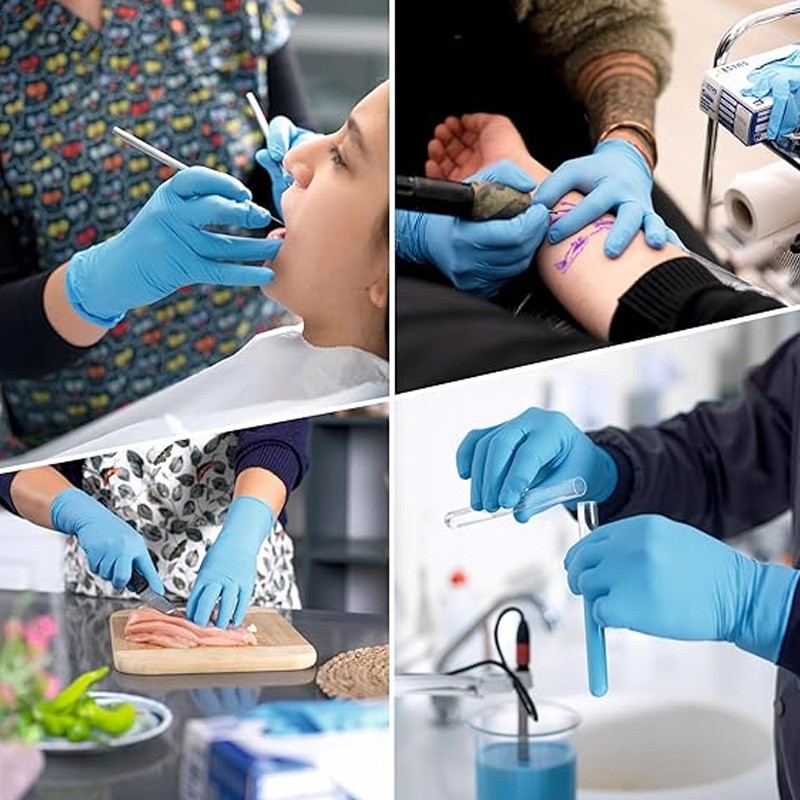 100 PCS Nitrile Kitchen Gloves, Size M, Durable & Puncture Resistant. 21x11cm,
