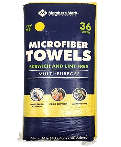Member’s Mark 16″ x 16″ Microfiber Towels, 36 Count (Yellow)