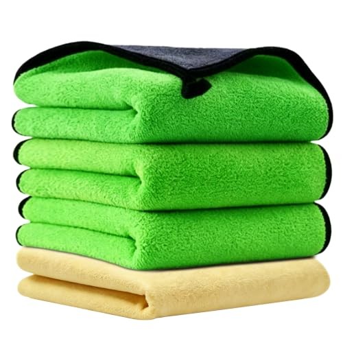 Green Microfiber Cleaning Cloth Kit – 4PCS Car Washing Cloths