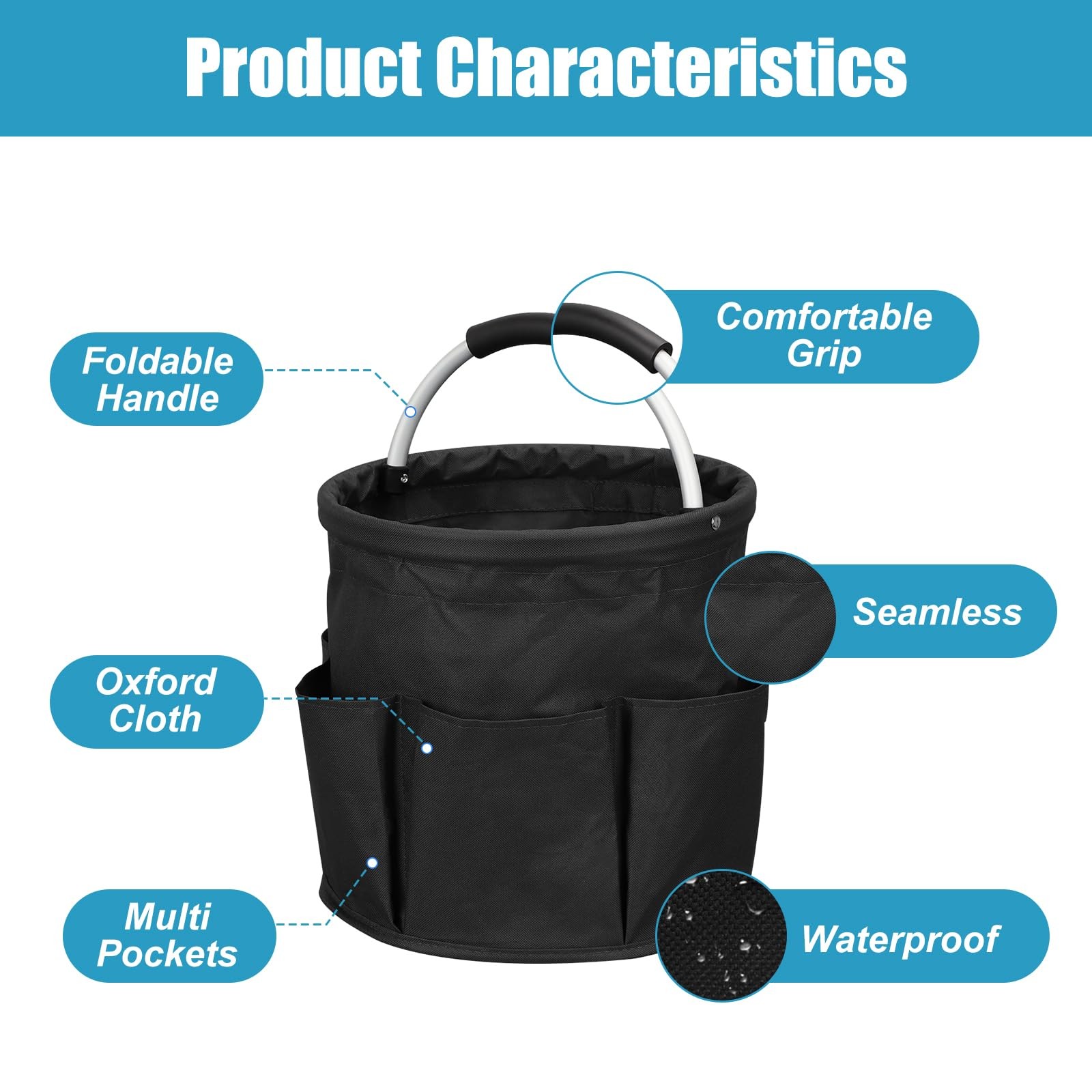 17L Cleaning Caddy with Handle, Cleaning Supply Caddy (Black)