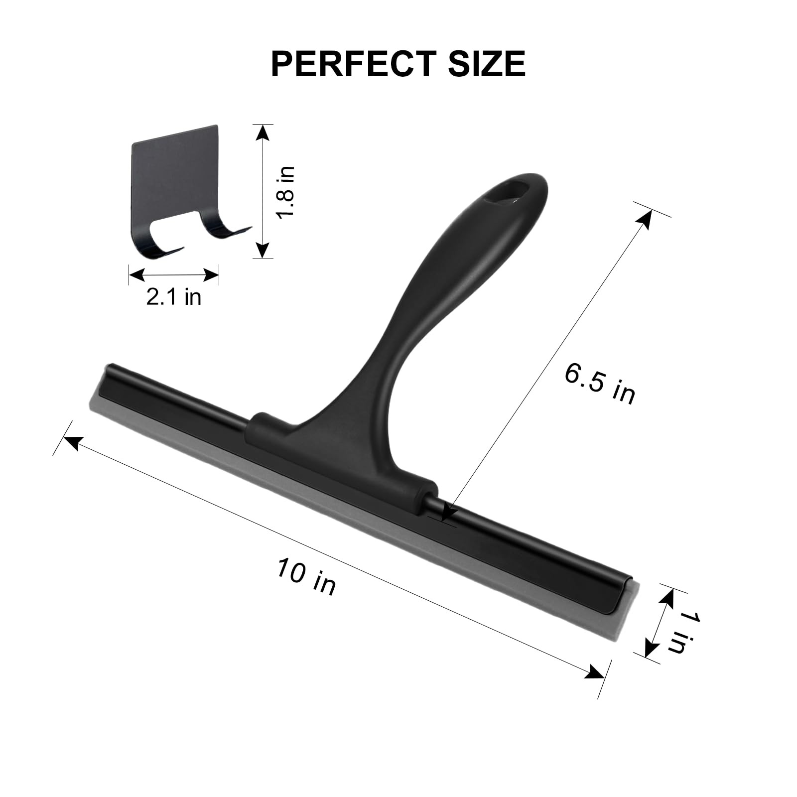 SetSail Squeegee for Shower Glass Door Stainless Steel 10 inches, All-black