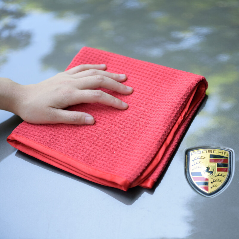 3 Pcs Waffle Weave Glass & Window Microfiber Towel, Red (24″ x 16″)