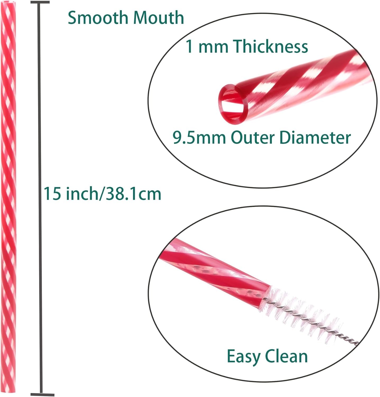 15 Inch 10 Color Replacement Reusable Drinking Straw for Stanley 128 oz 100 oz