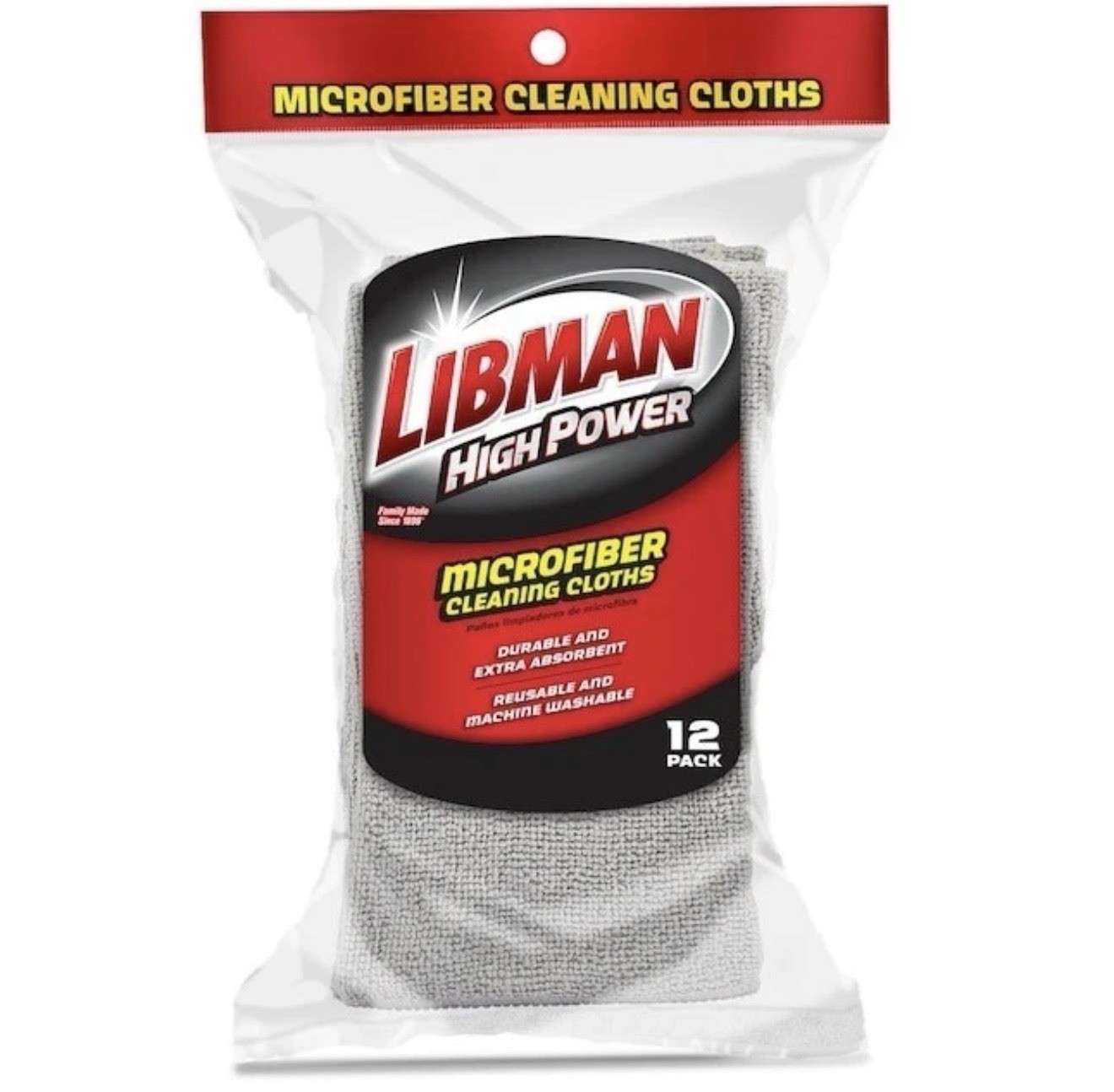LIBMAN 12 PACK OF MICROFIBER CLEANING CLOTHS RAGS – DURABLE REUSABLE WASHABLE !!
