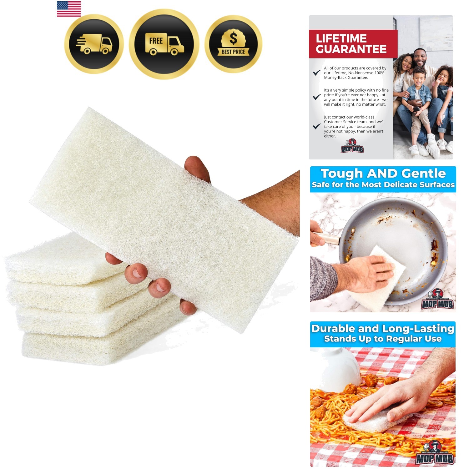 Non-Scratch, Super Long-Lasting Scrubbing Pad 5 pk, 10×4.5in. Best Reusable M…