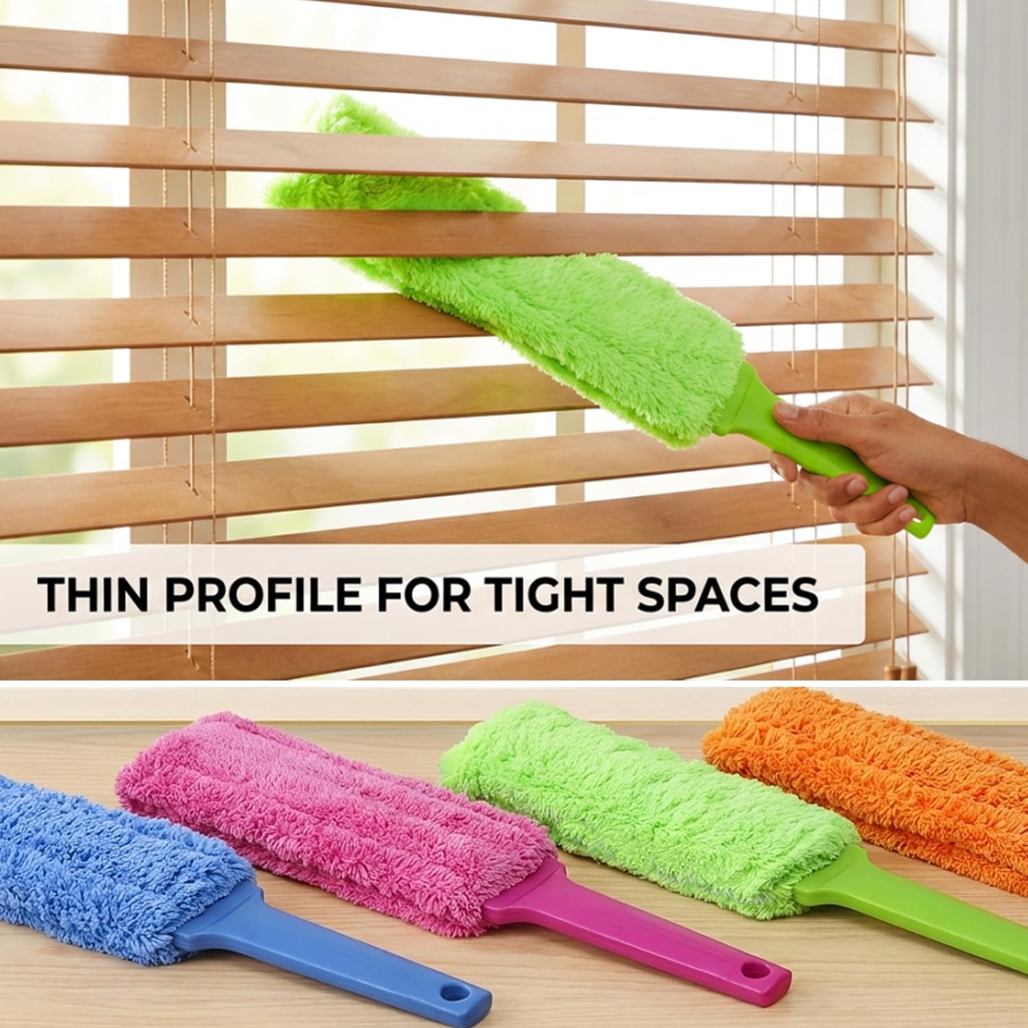 4 Pack 15 inch Reuseable Microfiber Feather Duster, Blind Gap Blue