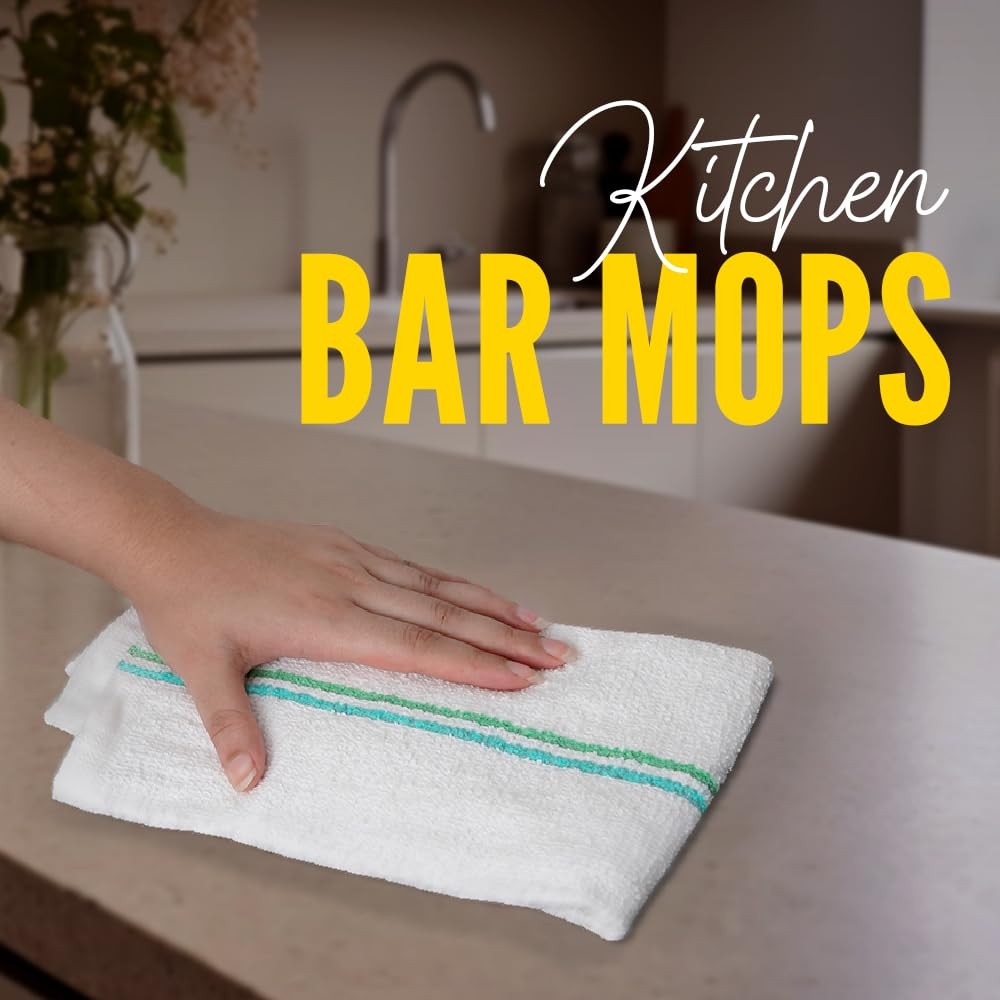 Terry Bar Mop Towels (Value Pack of 60) Size 16″x19″ – Absorbent and Durable,…