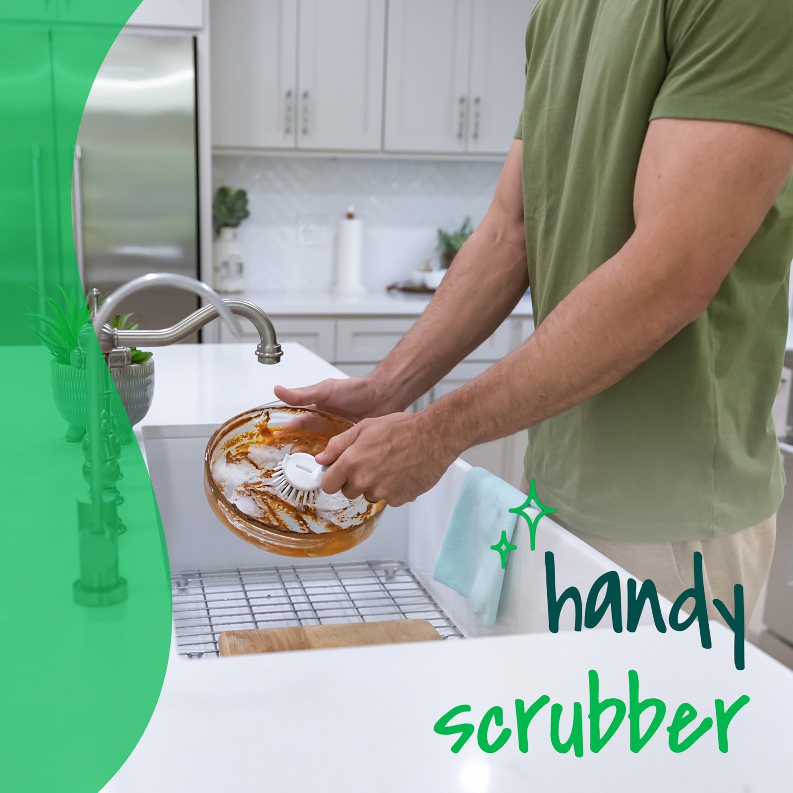 Scotch-Brite Handy Brush, Small and Durable Dish Brush with Handle for Scrubb…