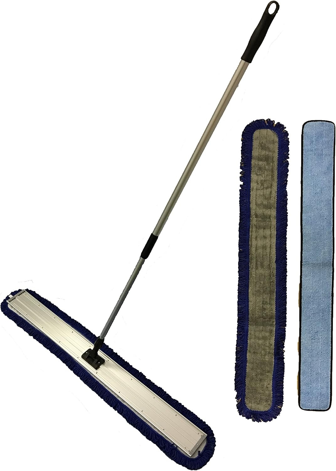 48 inch professional floor mop with microfiber head 2 pads silver and black