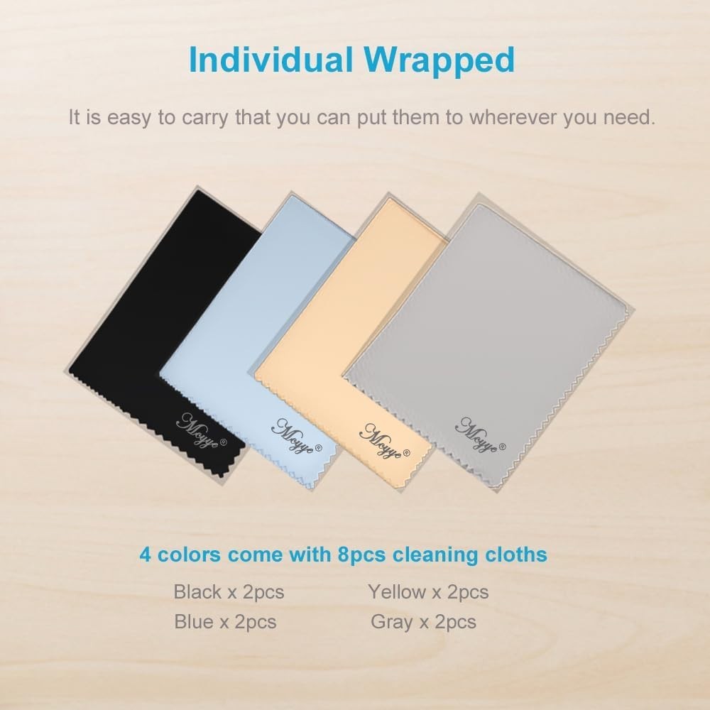 8 Individual Wrapped Microfiber Cloths 6×7” – Screen Wipes for Eyeglasses & More