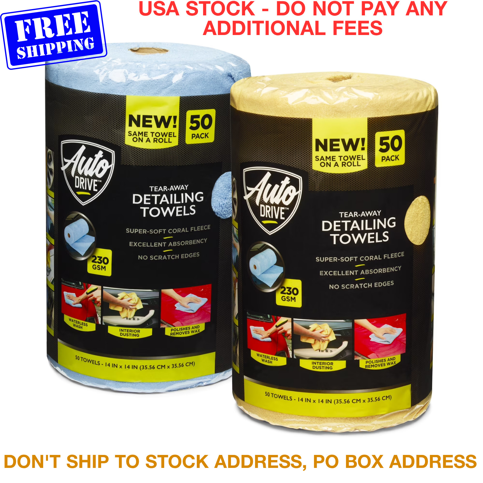 Tear Away Microfiber Towels on Roll 50Count Edgeless Car Detailing Cloths 14×14