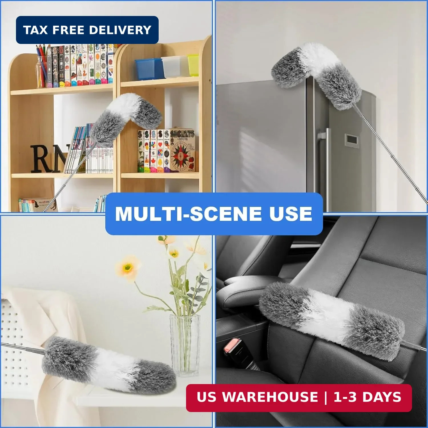 Feather Duster with Extension Pole, Long Handle Ceiling & Blind Cleaning Tool