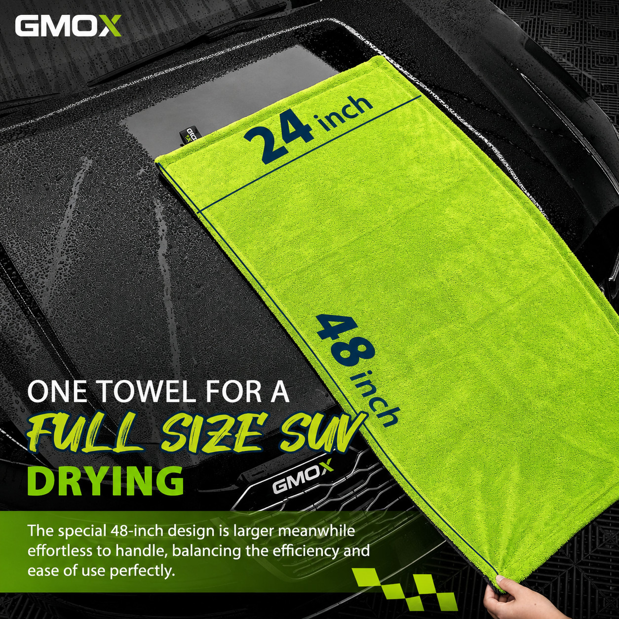 36x24in Microfiber Car Drying Towel 1400GSM Stripe-Free Automatic Washing Cloth
