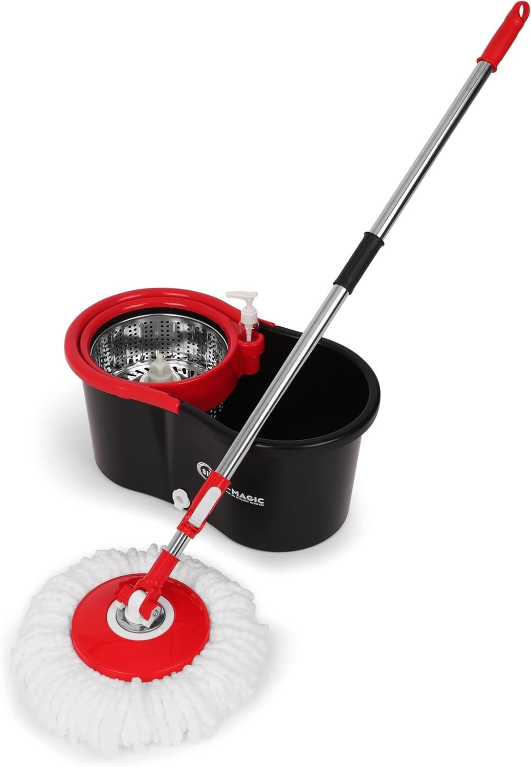 Microfiber Floor Cleaning 360° Mop Bucket Set with Wringer Stainless Steel Handl
